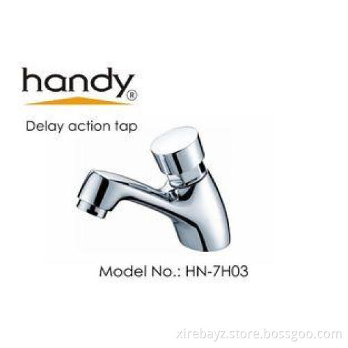 Deck Mounted Self Closing Basin Mixer Taps / brass self clo